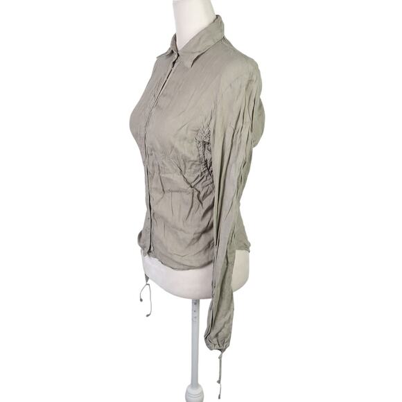 Mason's Woman Rites Taupe Grey Linen Snap Front Top S - Picture 3 of 7